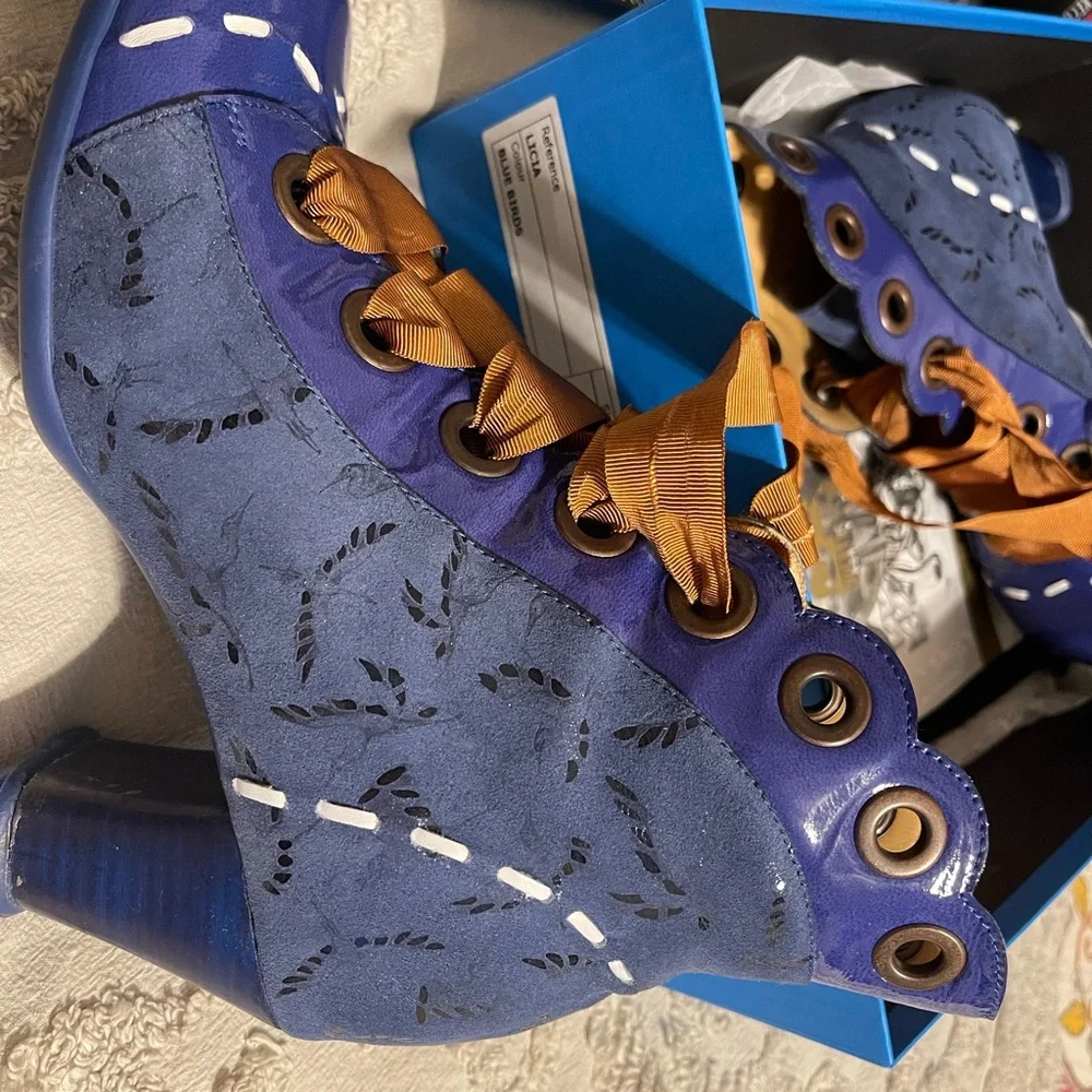 Stylish Blue and Orange Women's Fluevog Boots - Picture 6 of 9